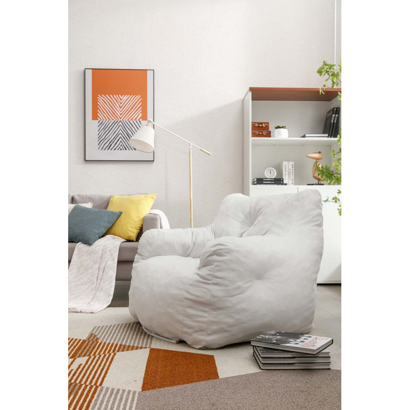 Fauteuil à billes en velours doux rembourré d'éponge à mémoire de forme, Velours ivoire