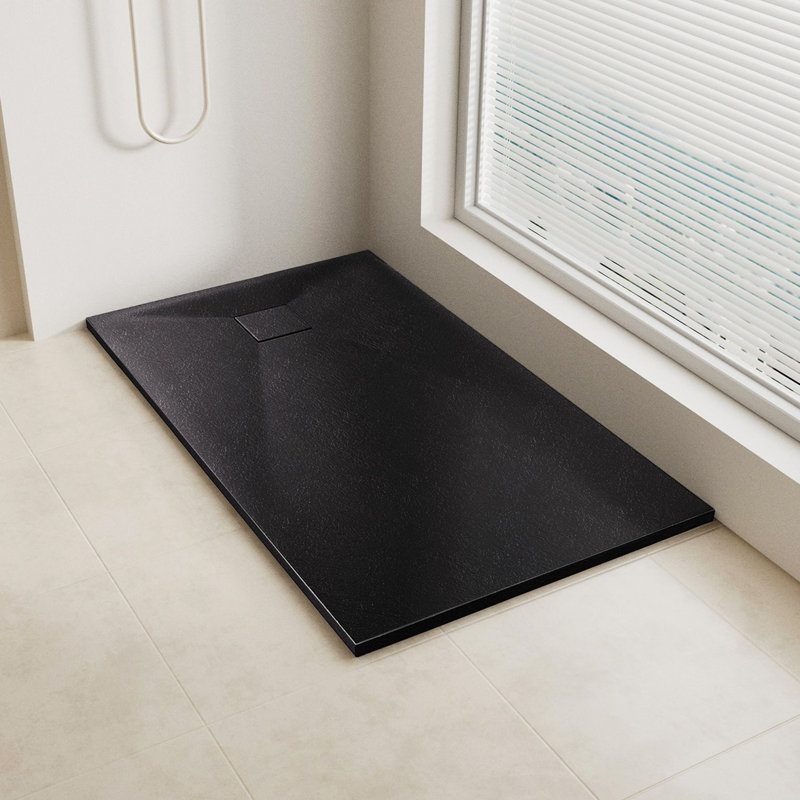 Slip-Resistance 32mm H Rectangular Black Shower Tray, 1400 x 700mm