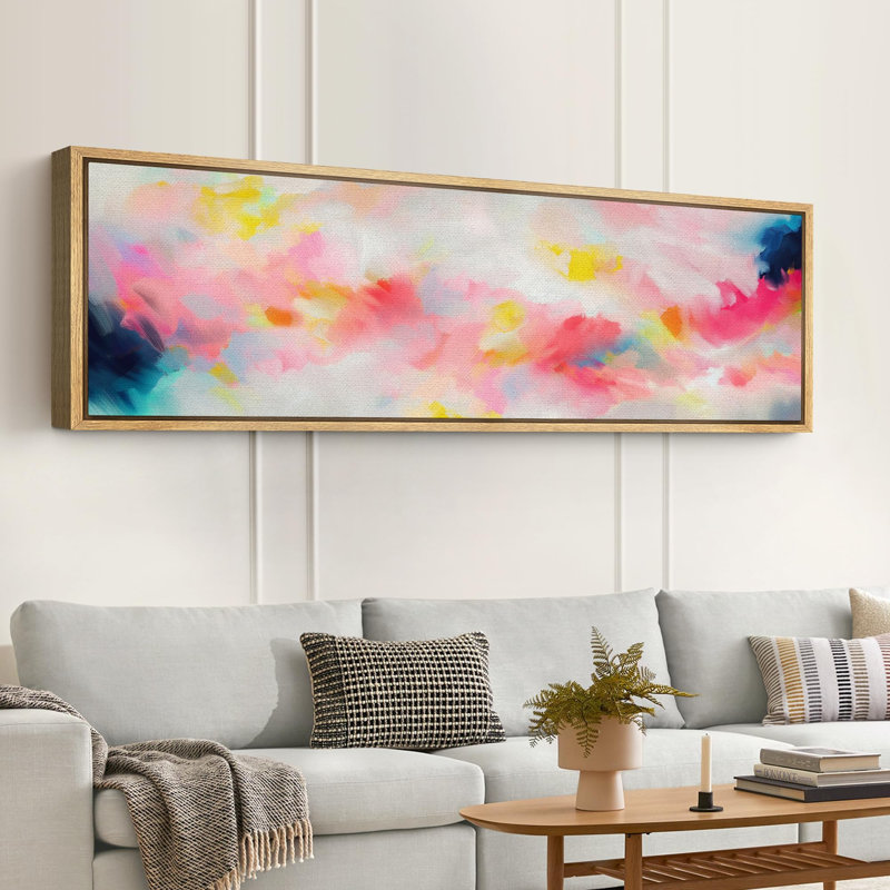 Vibrant Abstract Modern Art, 20" H x 60" W, Natural