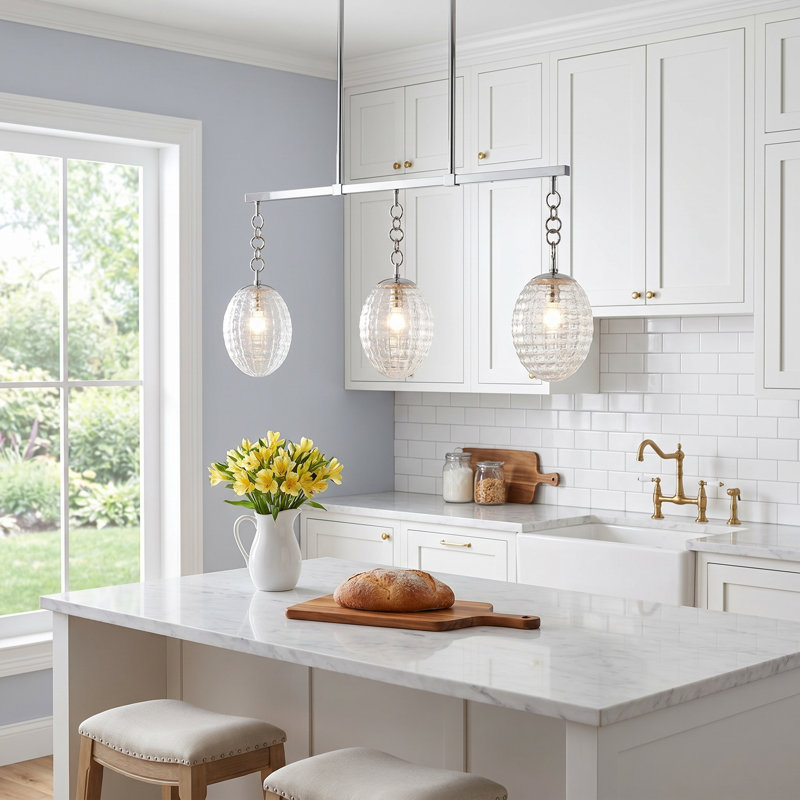 Akio 3 - Light Kitchen Island Pendant, Polished Nickel