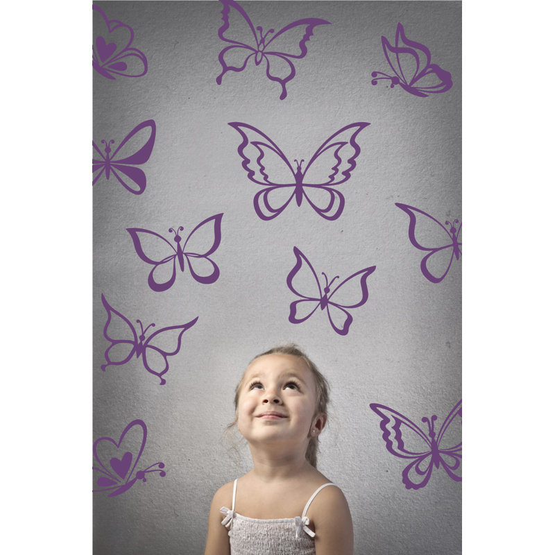 Adhésif décoratif papillon, H 24 po x l 25 po x P 0,01 po, Violet