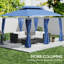 Pavillon de jardin 10 'x 13' à double toit avec rideaux et structure en métal pour le jardin, la pelouse, la cour et la terrasse