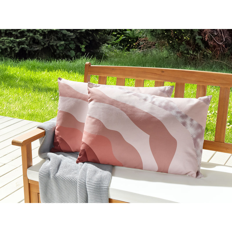 CAMPEI Indoor / Outdoor Abstract Pink Rectangular Lumbar Cushion