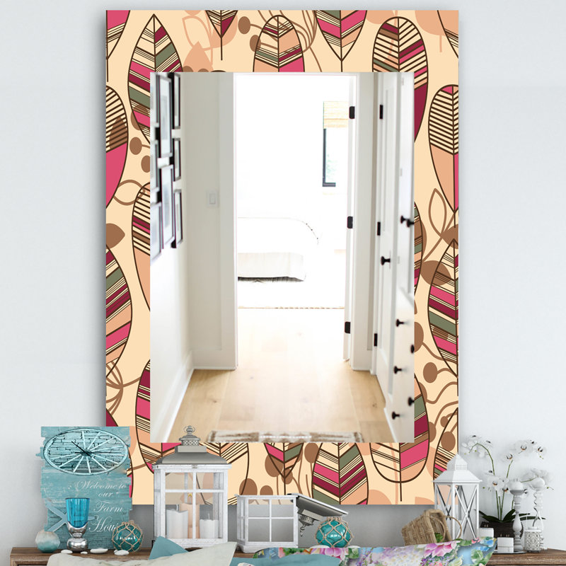 Miroir décoratif bohémien et éclectique rétro autum floral, H 39,4 po x l 29,5 po