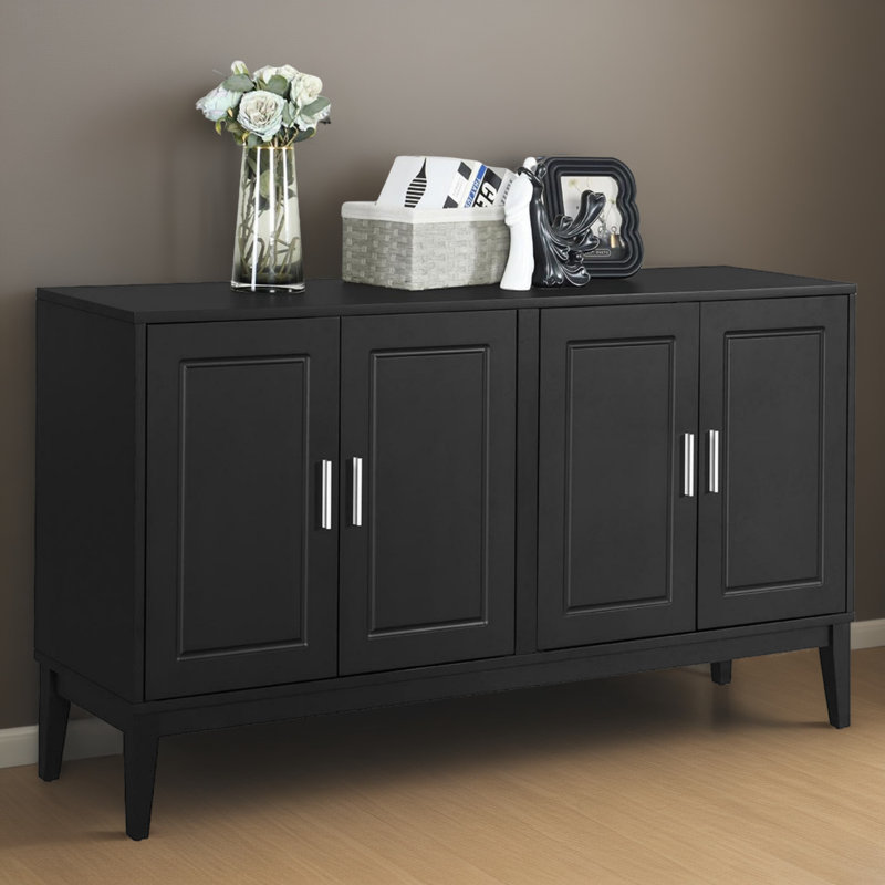 60" Kitchen Storage Sideboard Buffet Cabinet Console Table, Black