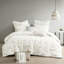 Housse de couette 3 pièces en coton double / grand avec magnifique élément de broderie élastique blanc, rehaussé par