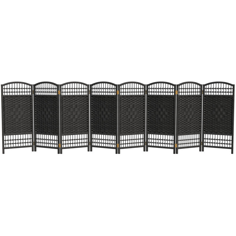 Short Fiber Weave Folding Screen, Black, 8, 23.5"H