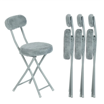 Ensemble de 4 chaises d'appoint pliantes avec siège rembourré moelleux, tissu doux, polyvalent pour le salon, la chambre à coucher et la salle à manger