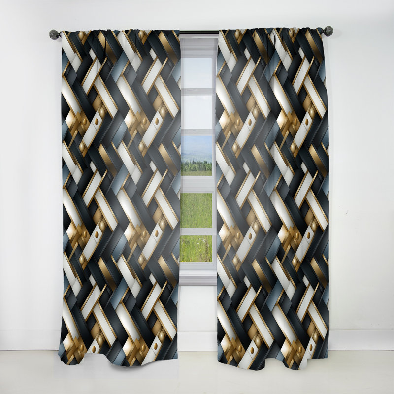 Dimensions de la mosaïque en marbre noir et doré III - Rideau moderne - Velours obscurcissant - 1 panneau, L 52 po x L 63 po