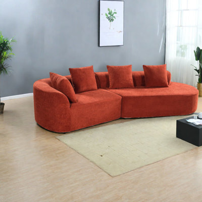Modern Curved Sofas, Compressed Foam, Retro Style, Living Room Ready