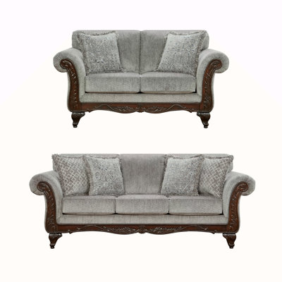 Ensemble canapé et causeuse gris Hernen