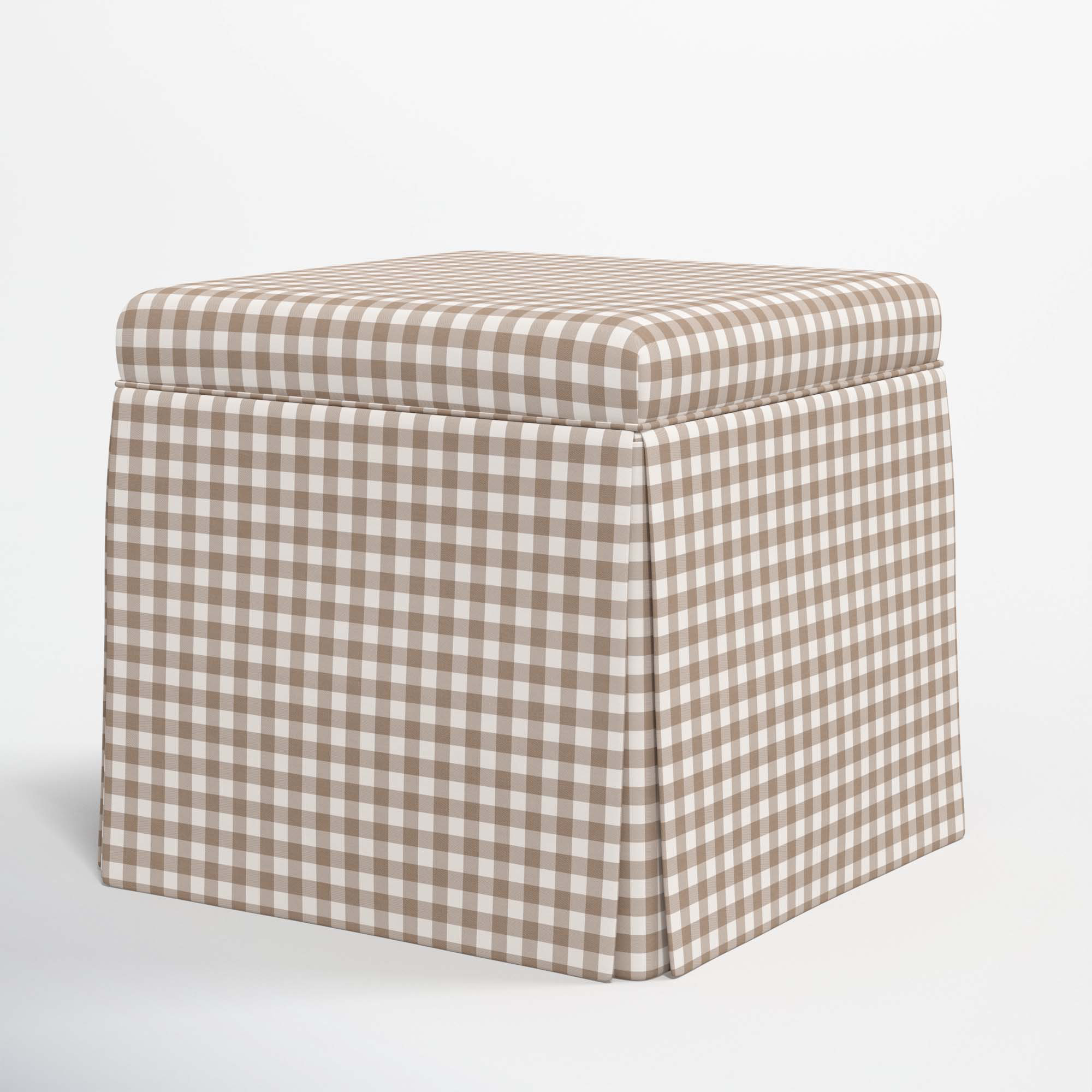 Jebb Upholstered Storage Ottoman, Classic Gingham Tan