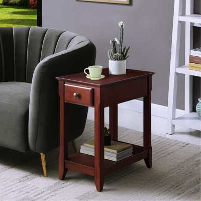 Table d'appoint en bois avec tiroir et tablette inférieure - pour les petits espaces de vie