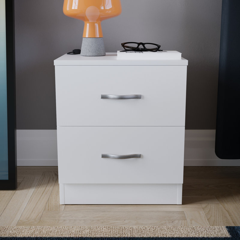 Maybery 2 Drawer Bedside Table, White