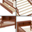Lit simple avec rangement pour tête de lit, tiroirs sous le lit et garde-corps de sécurité - Conception peu encombrante en noyer-844953195