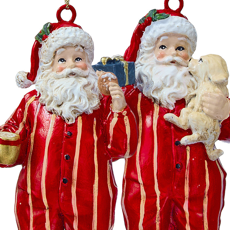 Ornement en résine 4,5 po Père Noël en pyjama 