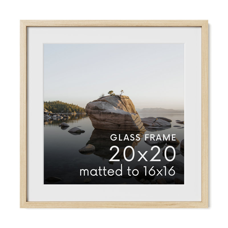 Cadre photo en bois massif avec verre, Beige, L 20 po x H 20 po