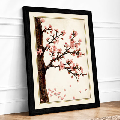 Cherry Blossom Branch Japandi - Framed Print