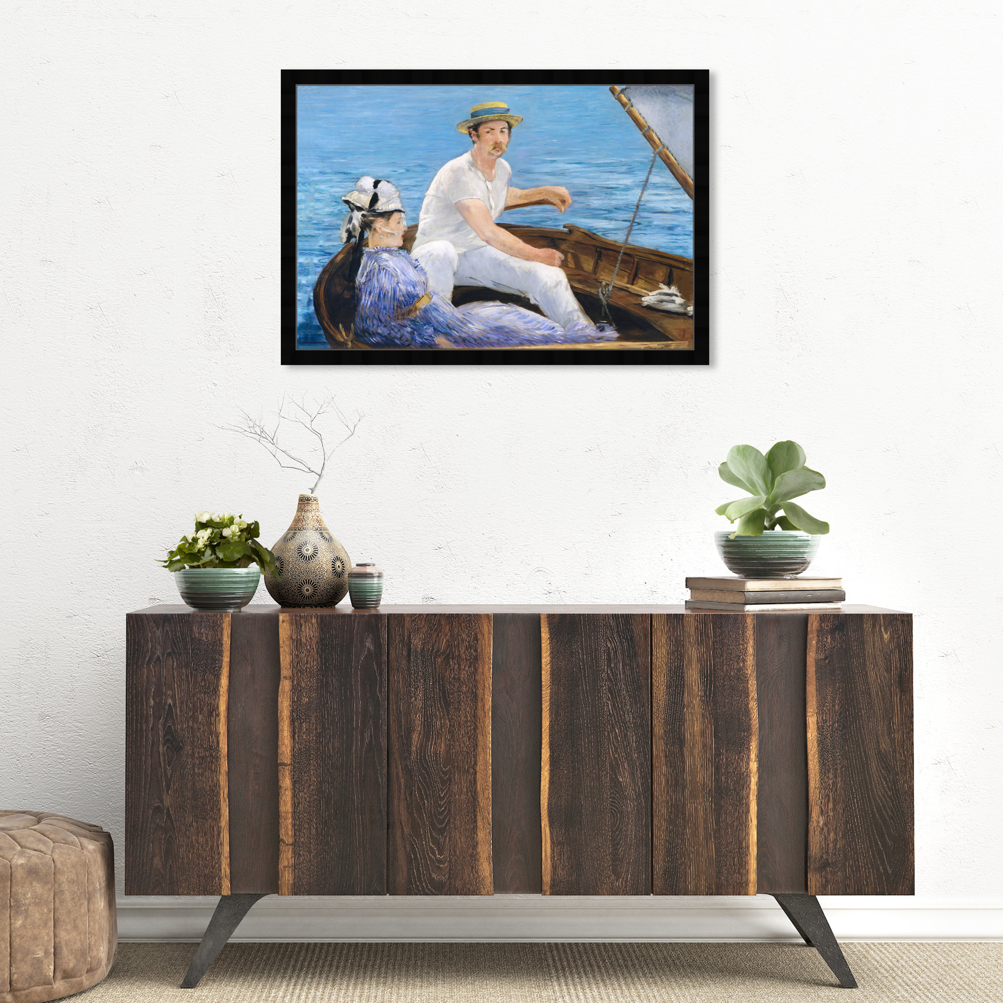 Manet - Boating 1974, 20" H x 30" W x 0.5" D, Black
