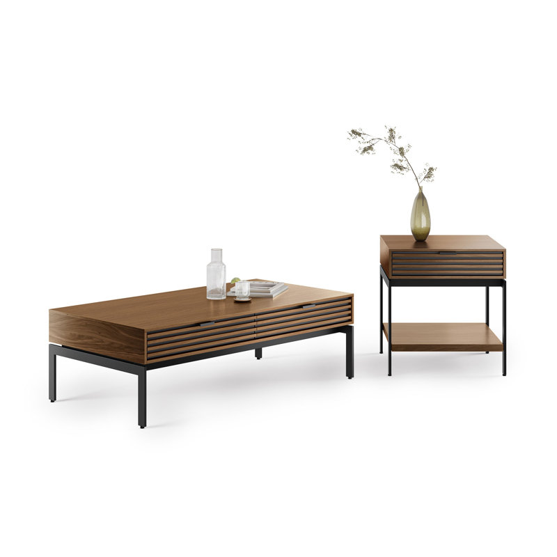 Cora Coffee Table, Natural Walnut, Black