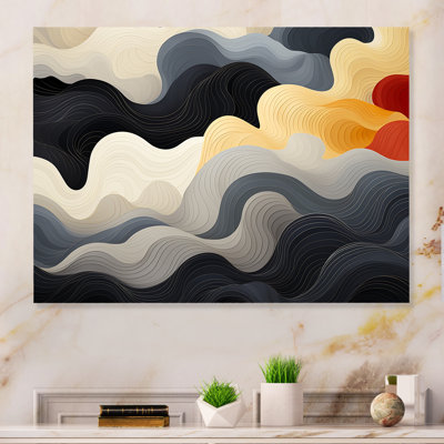 Orage solaire noir et orange - reproduction d'art abstraite en métal MT137234