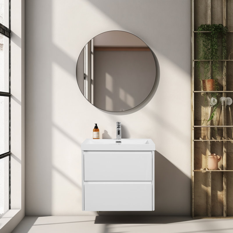 Atoli Single Vanity with Drop In Resin Basin, White