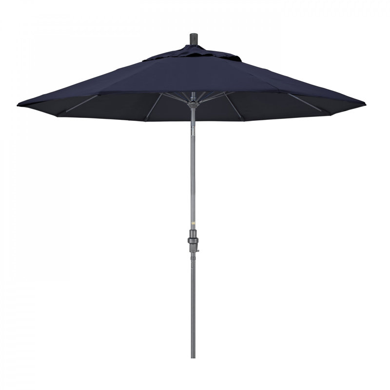Parasol de marché Sunbrella® 9 pi Roverta, Toile bleu marine Sunbrella®, Argent