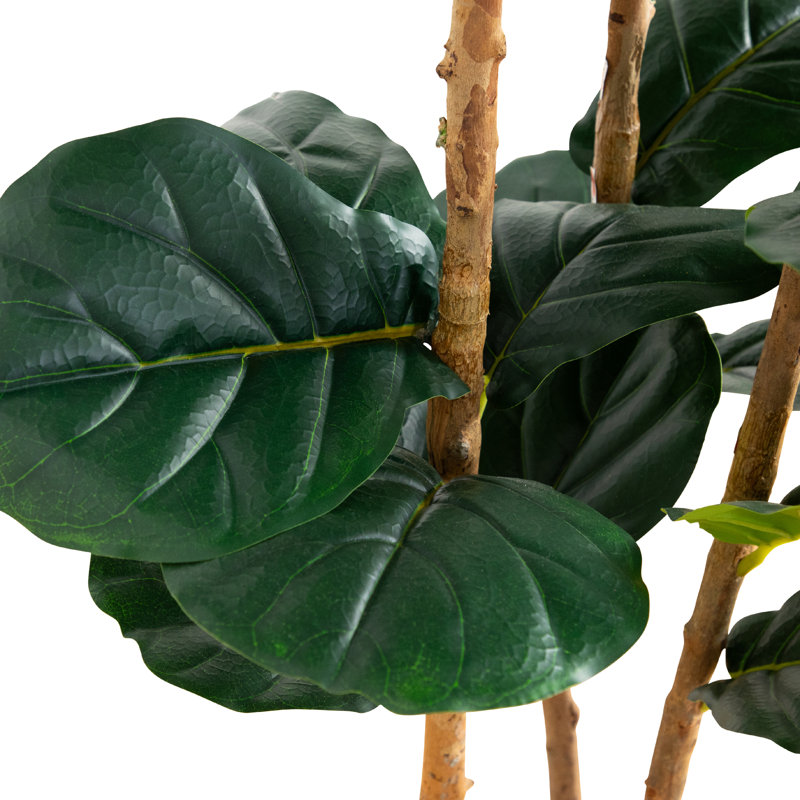 Artificial Fiddle Leaf Tree in Decorative White Planter, 60" H x 20" W x 20" D