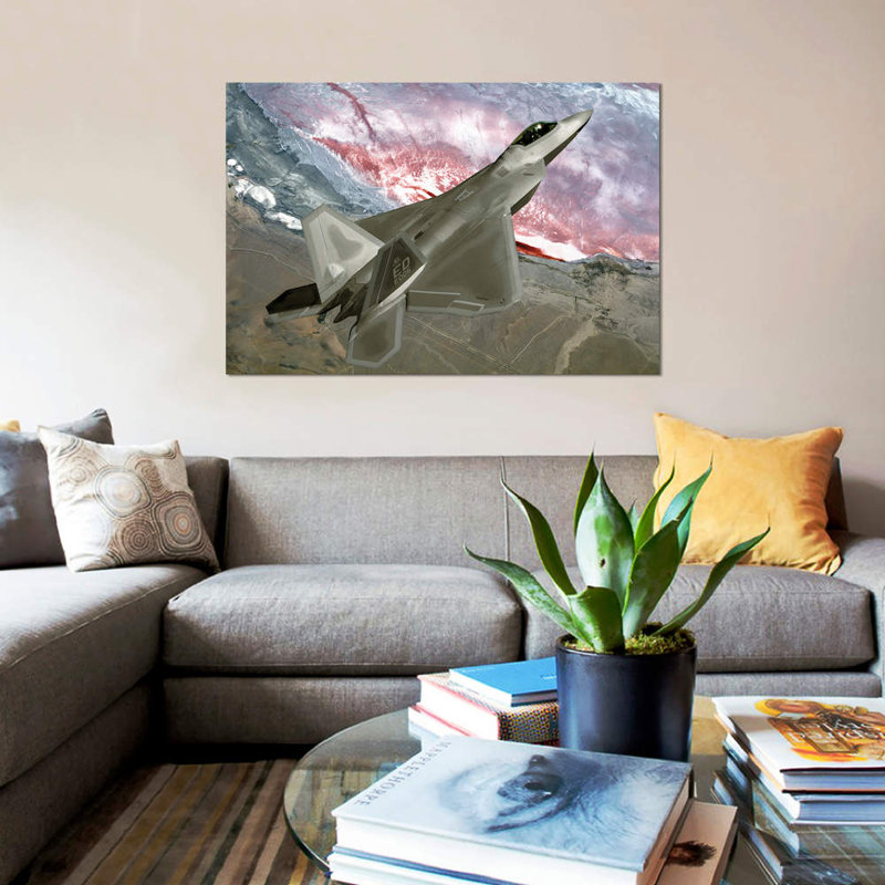 « an f/a-22 vélociraptor envole a training mission i », reproduction d’impression sur toile, H 26 po x l 40 po x P 1,5 po