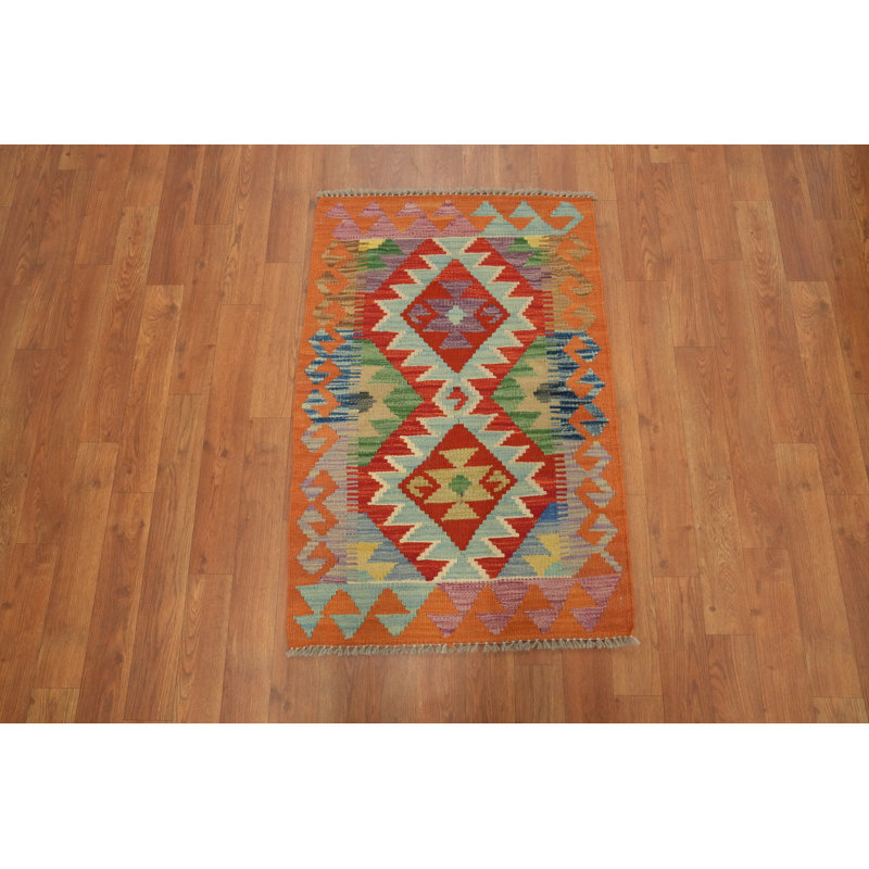 Tapis kilim à motif géométrique éclatant 2X3