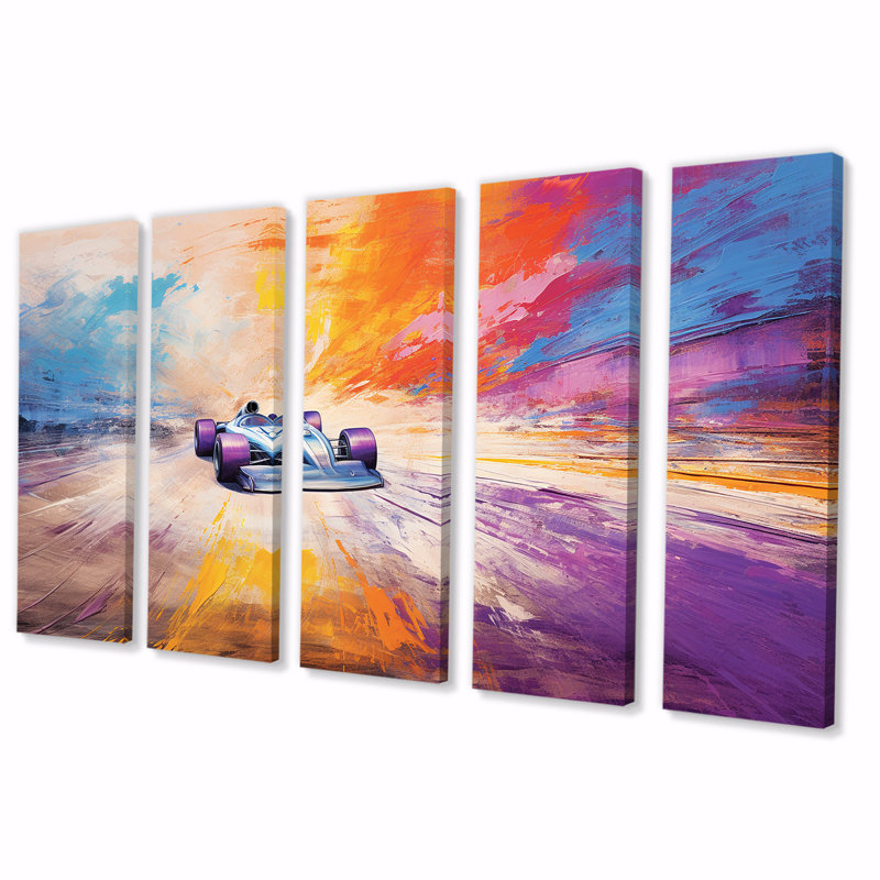 5 pièces d'art sur toile, H 28 po x l 60 po