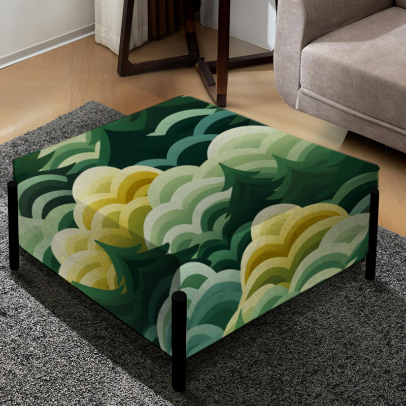 Green And Yellow Forest Pattern - Botanical Large Square Ottoman