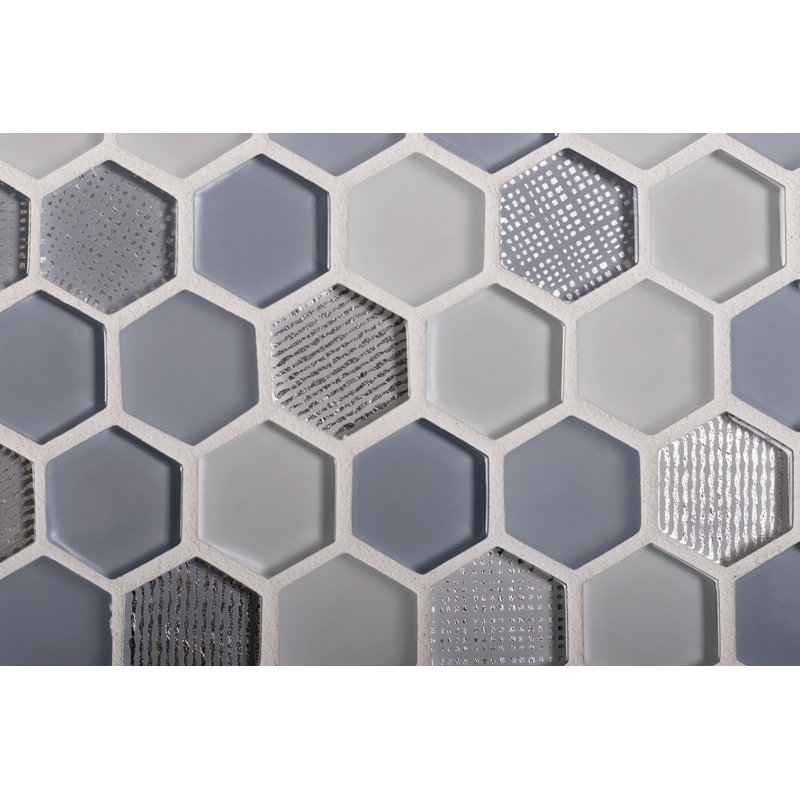 1.2" x 1.2" Glass Honeycomb Mosaic Wall & Floor Tile, Ice