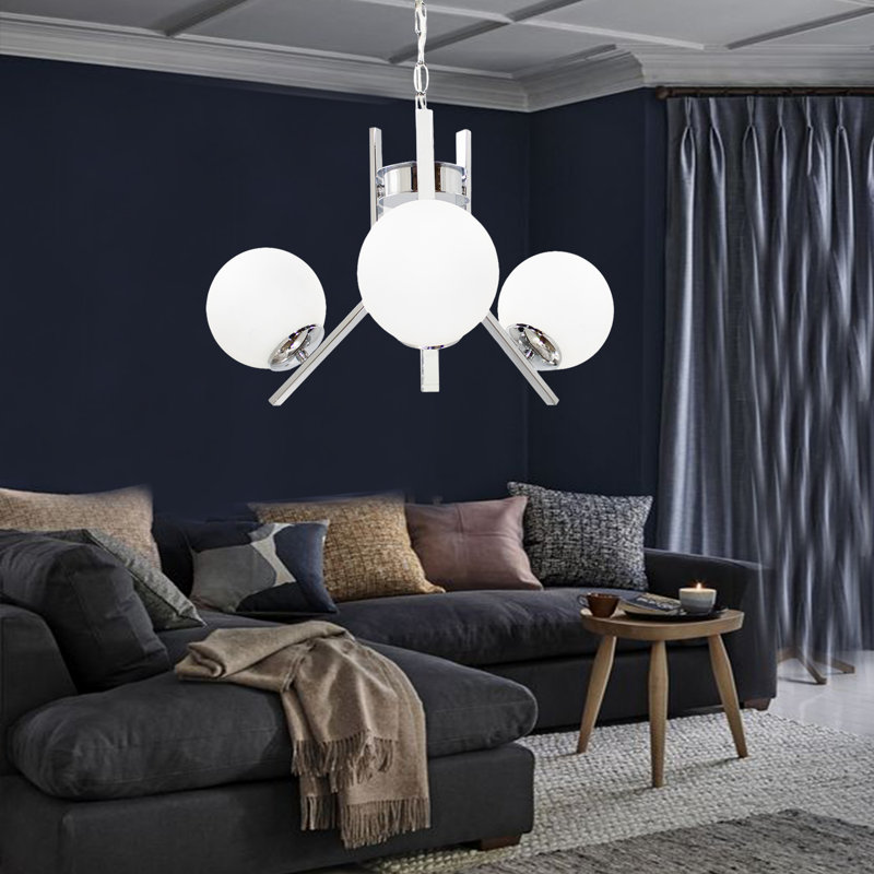 Aadhav 3 - Light Chandelier, White, Silver