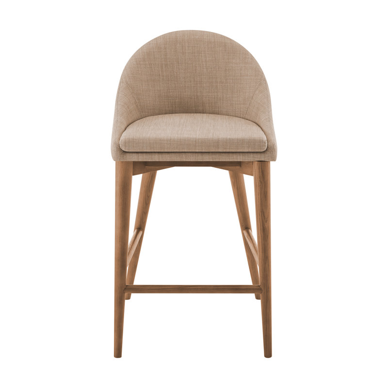 Tabouret de comptoir et de bar Prescott, Brun clair, Tabouret de comptoir (siège d'une hauteur de 26,4, Noyer brun