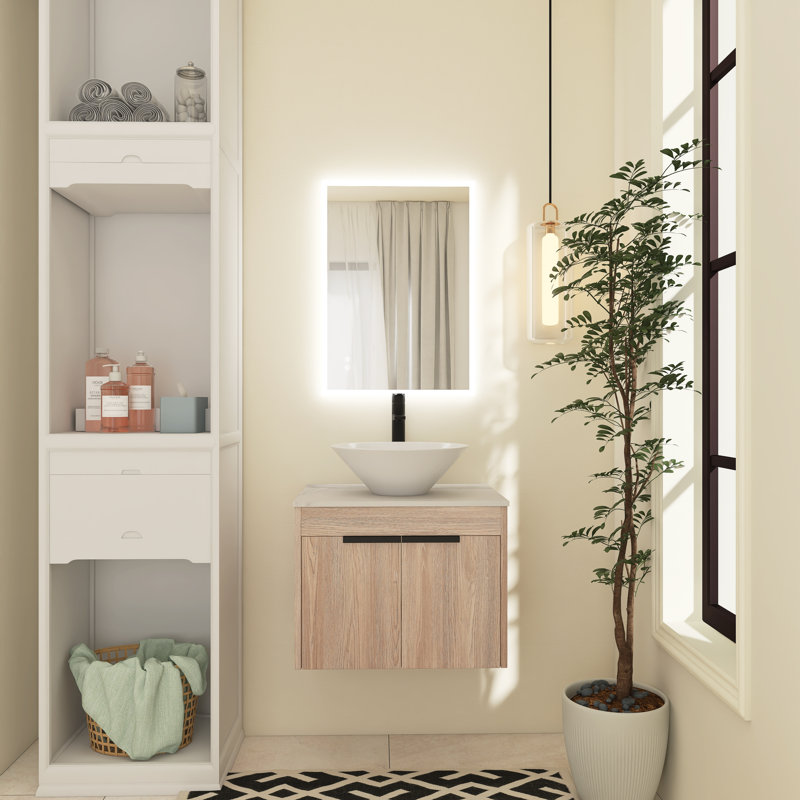 Meuble-lavabo simple avec plateau en céramique 23,62 po Florissa