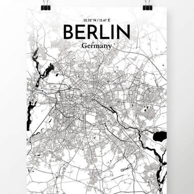 'Berlin City Map' Graphic Art Print Poster in Ink