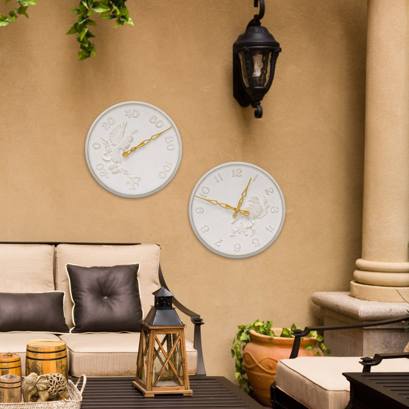 16 Songbird Clock, White/Gold