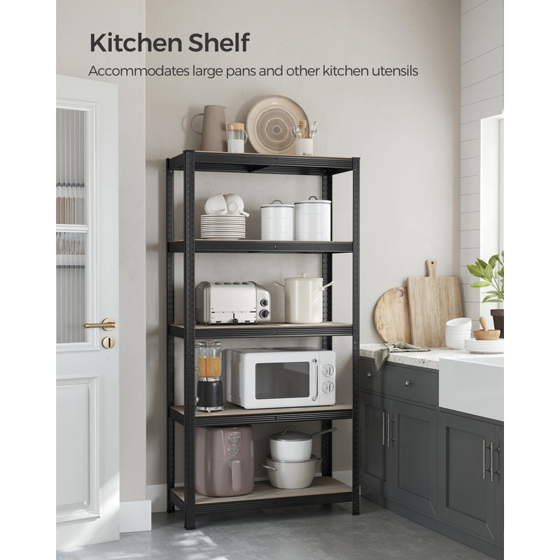 90cm W Steel Shelving Unit, Greige/Black