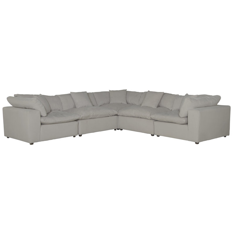 Barboza 5 - Piece Upholstered Sectional Featuring Stain Resistant LiveSmart Fabric, Dove LiveSmart