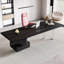 Bureau rectangulaire en bois massif noir + argent + acier inoxydable avec 2 tiroirs-2106258107-2106258109