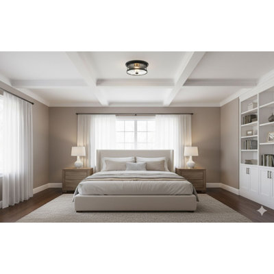 Industrial 2 Light Round Glass Flush Mount