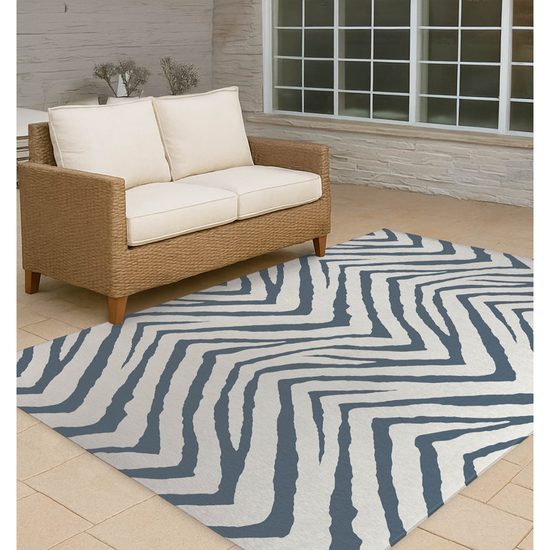 Zebra Stripe Non-Slip Outdoor Rug, Rectangle 5' x 7'