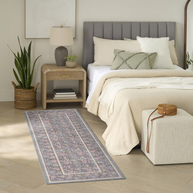 Tapis d'intérieur anthracite multicolore Nourison Botanical Washables 2 pi x 6 pi, Gris anthracite multicolore