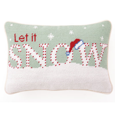 Let it Snow Needlepoint Petite Size Holiday Pillow - 8x12"