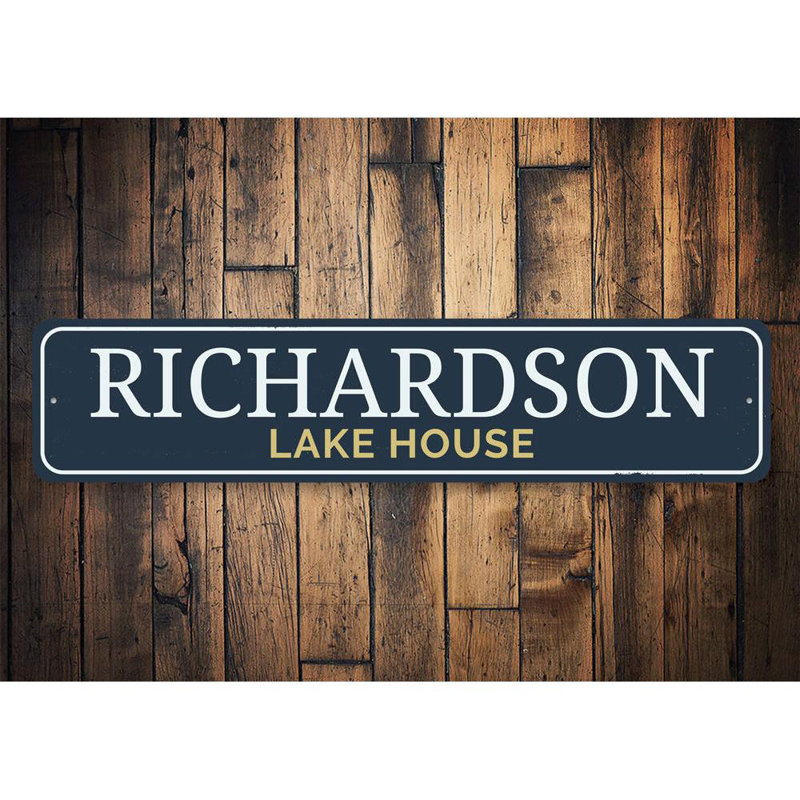 Plaque en aluminium «Lake House», H 4 po x l 18 po x P 0,04 po