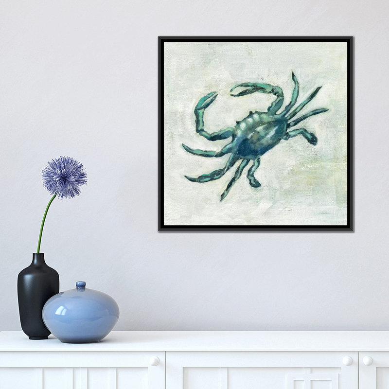 Indigo Sea Life II par Silvia Vassileva - reproduction d'art, H 18 po x l 18 po x 1,5 po, Black Framed, Pas de tapis