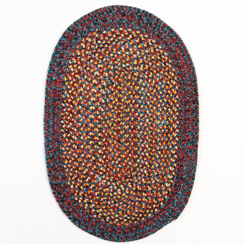 Tapis intérieur/extérieur rouge tressé ovale fait main