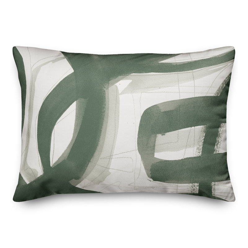 Abstract Outdoor Reversible Throw Pillow, Green