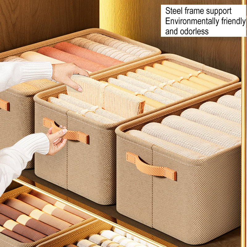 Set Of 3 Closet Organizers And Storage Bins Large, Organizer Storage Baskets, Storage Containers For Organizing Changing Table Bookshelf With Sturdy Steel Frame Cationic Fabric